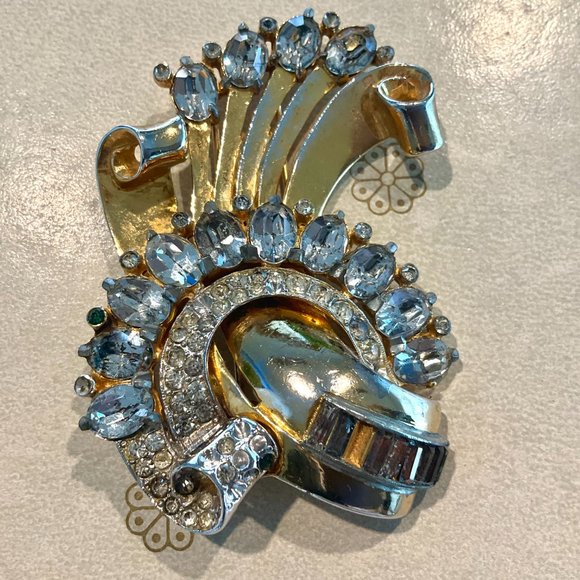 Coro Craft Sterling Retro Rhinestone Fur Clip - Picture 4 of 11